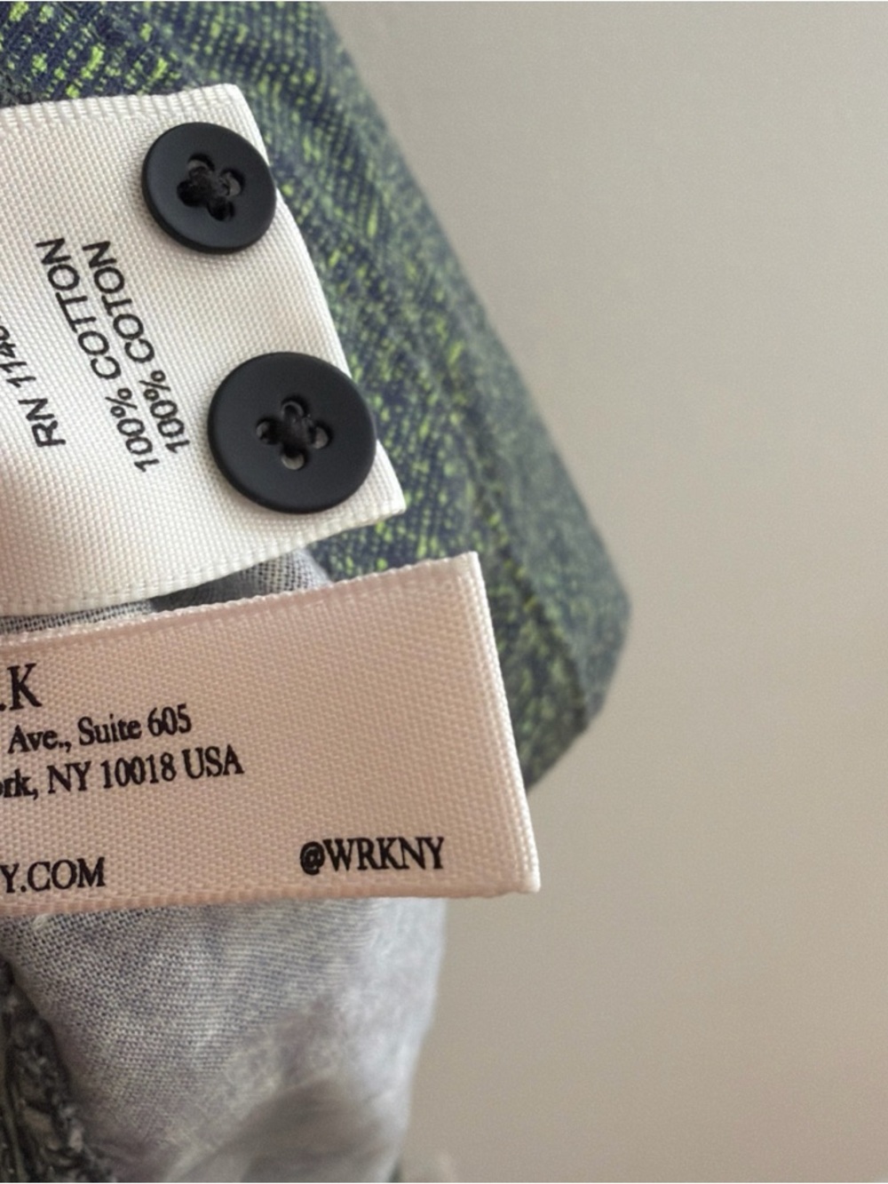 WRK Shirt Mens Large Green Blue Button Down The Reworked Short Sleeve Casual NYC - Picture 6 of 6